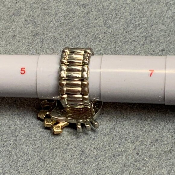 Hello Kitty Stretch Ring Size 6 Up Silver Gold Crown Pink Rhinestone Adjustable - Picture 5 of 6